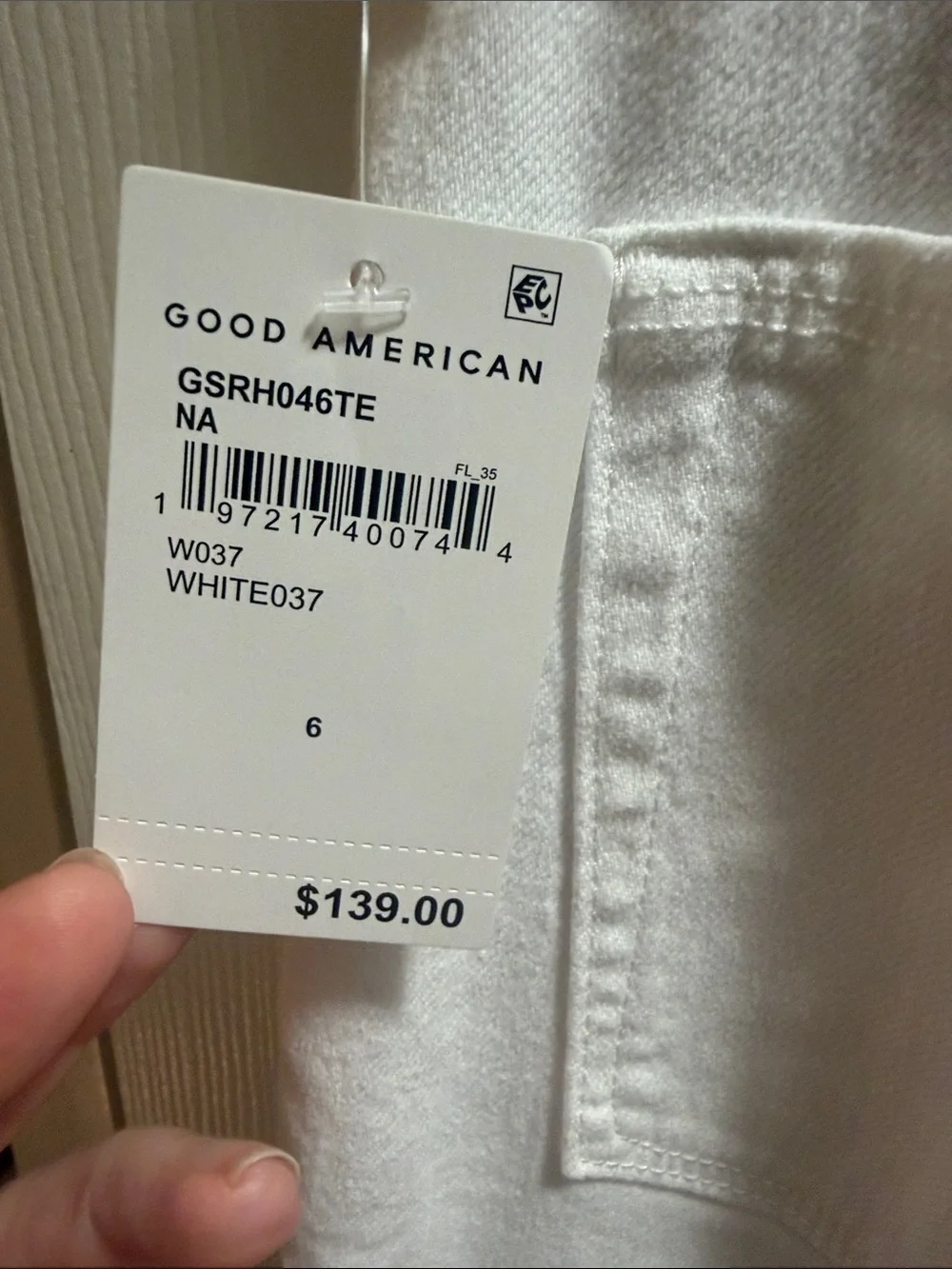 Good American White Straight-Leg Jeans